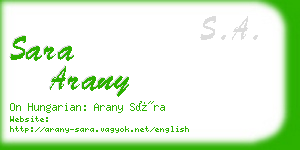 sara arany business card